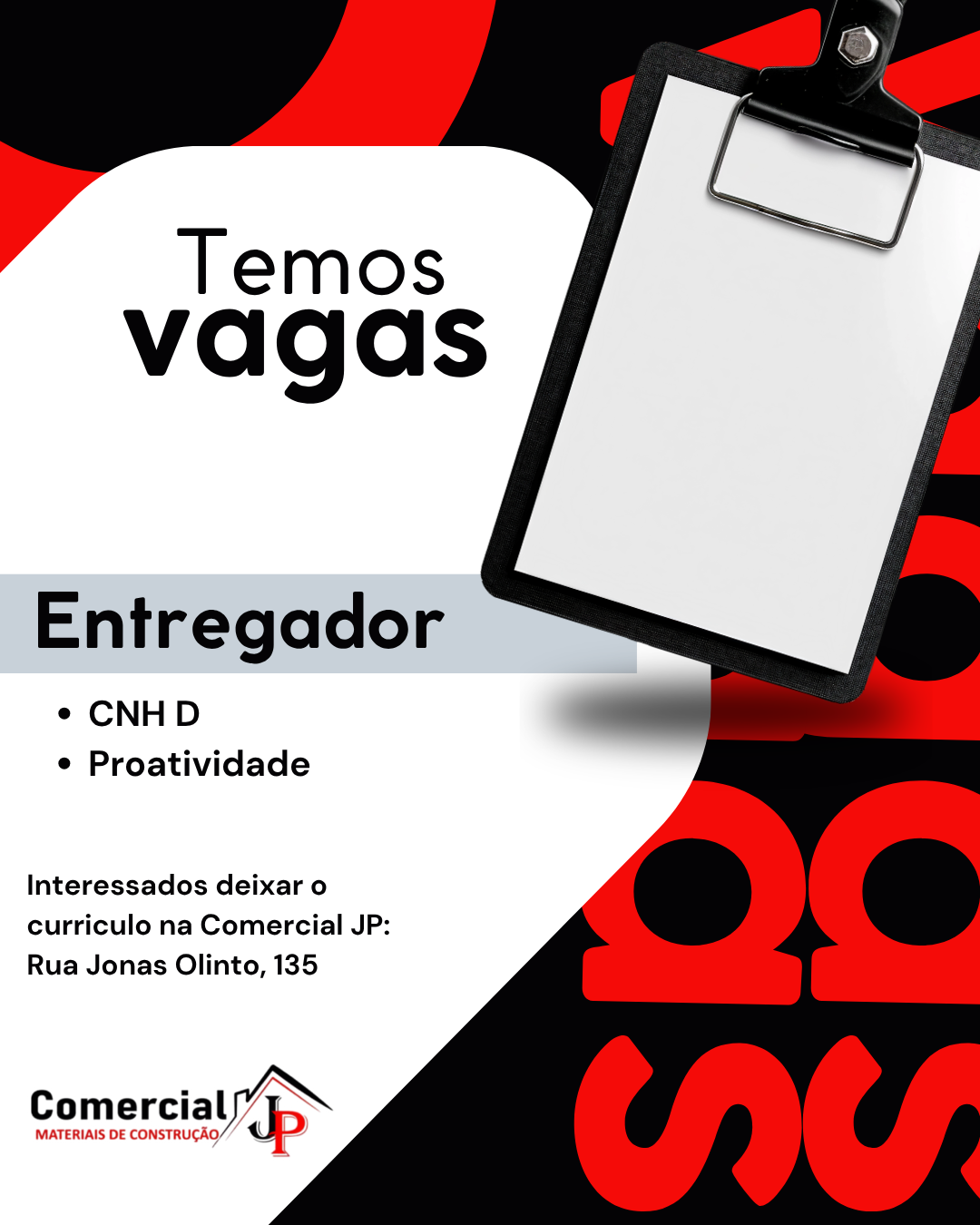 Imagem de divulgação: Entregador - CNH D | COMERCIAL JP | CONECTA CAMPANHA - Unindo pessoas, empresas e oportunidades!